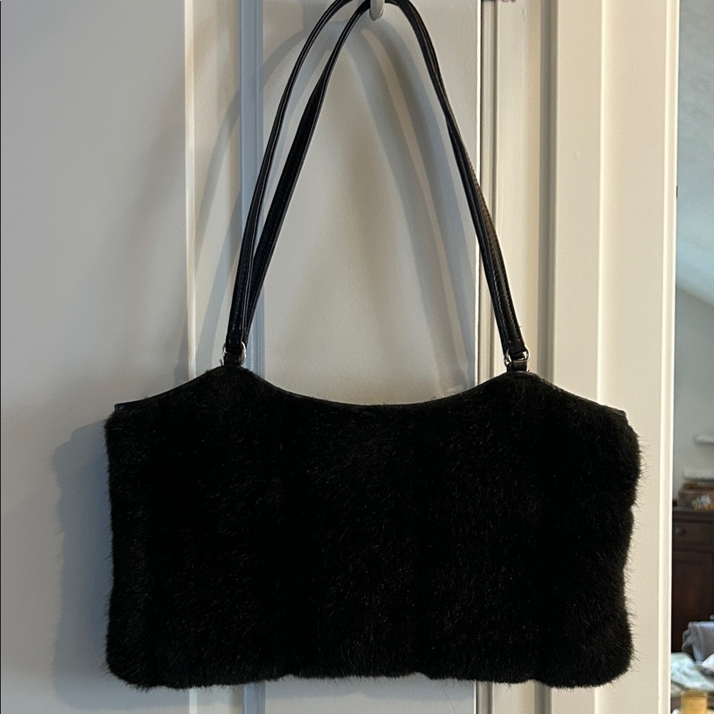 Luxurious Black Faux Fur Shoulder Bag